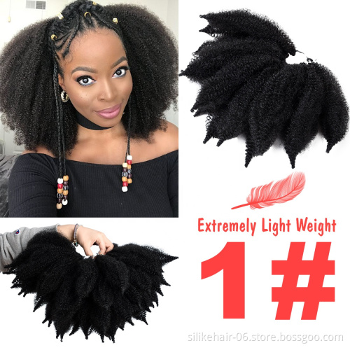Marley twisted afro kinky twist braid hair extension african kinky curly synthetic braiding hair  afro curl marley braid hair